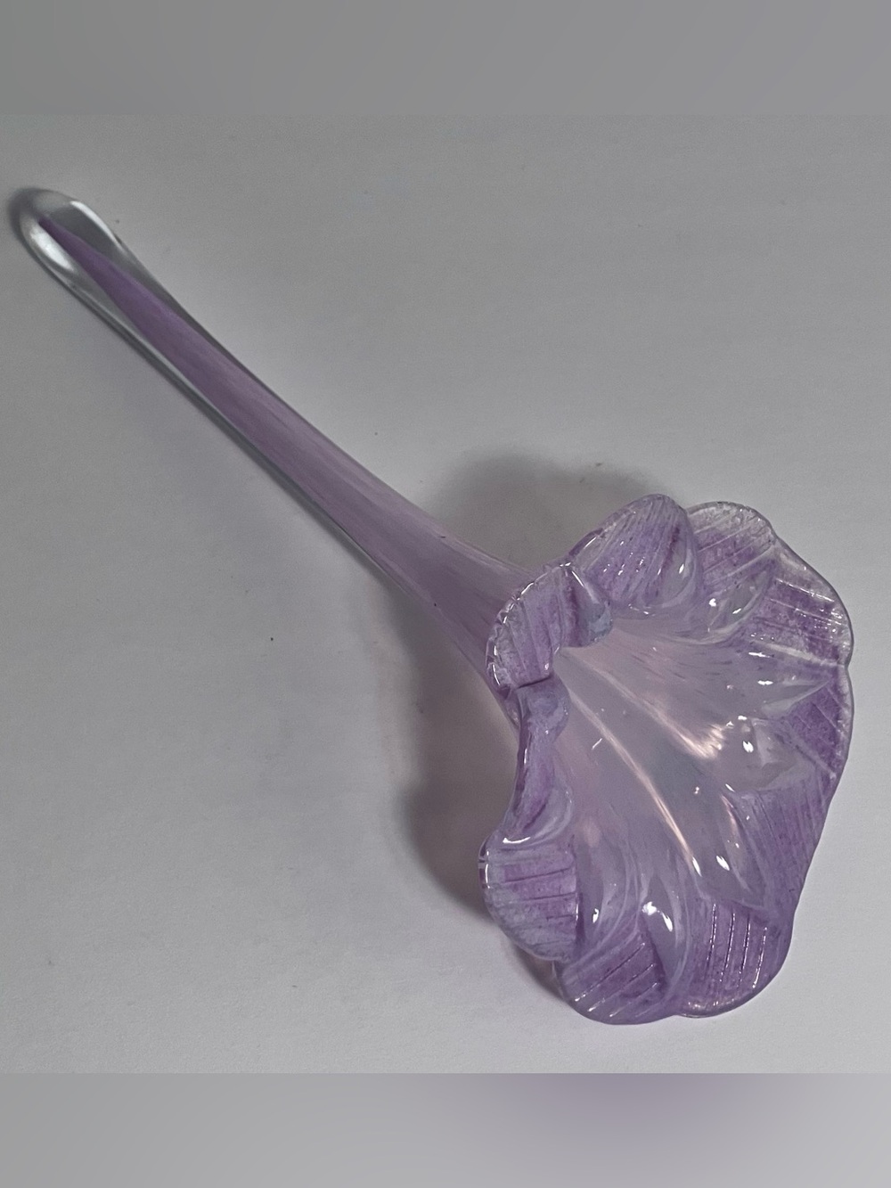 Handblown GLASS FLOWER / Milky PINKISH-PURPLE / 8.75 Inches / Hollow Stem